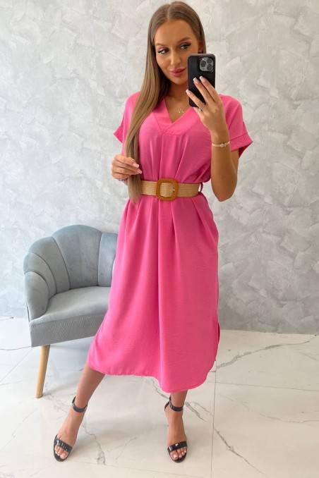 Light pink dress with belt KES-24001-5904