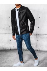 Men's Black Leather Jacket Dstreet TX4328