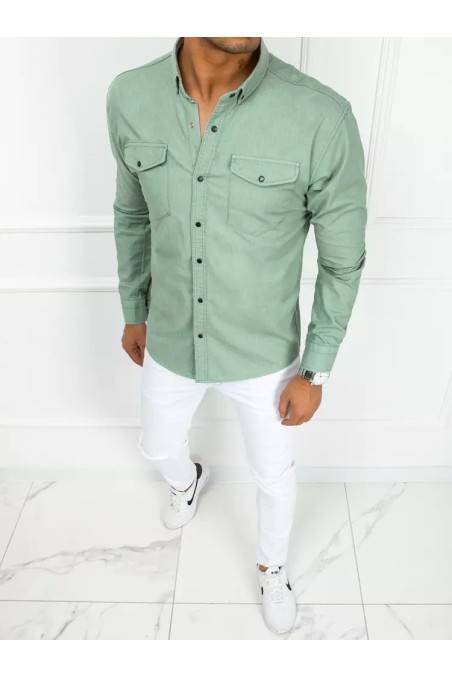 Men's Green Denim Shirt Dstreet DX2353