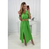 Green long dress with belt KES-24054-6012F