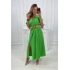 Green long dress with belt KES-24054-6012F