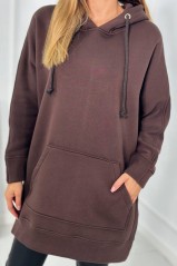 Pašiltintas moteriškas džemperis su šoninėmis išpjovomis, rudos spalvos KES-25832-9319