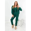 Trijų dalių moteriškas komplektas džemperis + palaidinė + kelnės žalios spalvos KES-25924-9588