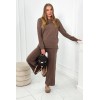 Medvilninis moteriškas komplektas džemperis + platėjančios kelnės rudos spalvos KES-25962-9590