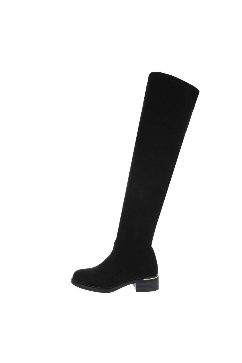 Damen Overknee-Stiefel - blacksuede-DES650S-blacksuede