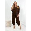 Velveto moteriškas rinkinys, komplektas džemperio + kelnės rudos spalvos KES-26048-6171