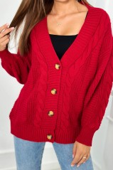 Megztinis su sagomis ir bufetinėmis rankovėmis raudonos palvos KES-26384-2024-4