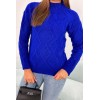 Megztinis su dekoratyviniu pynimu rugiagėlių mėlynos spalvos KES-26490-2024-10