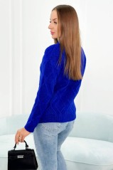 Megztinis su dekoratyviniu pynimu rugiagėlių mėlynos spalvos KES-26490-2024-10