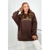 Pašiltintas džemperis su ciao bella užrašu rudos spalvos KES-26562-9612