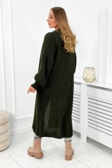 Moteriškas ilgas megztinis kardiganas chaki KES-26580-IT-8
