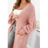 Moteriškas ilgas megztinis kardiganas pudros spalvos KES-26586-IT-8
