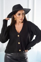 Briaunotas megztinis su sagomis juodos spalvos KES-26505-2024-11