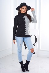 Dviejų atspalvių megztinis juodos spalvos+pilkos spalvos KES-26419-2024-5