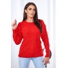 Moteriškas megztinis su pynimo raštu raudonos palvos KES-26429-2024-13