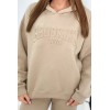Pašiltintas medvilnės moteriškas rinkinys, komplektas, džemperis + kelnės brooklyn šviesiai smėlio spalvos KES-26631-9617
