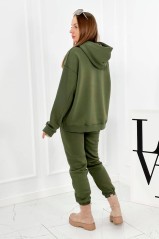 Pašiltintas medvilnės moteriškas rinkinys, komplektas, džemperis + kelnės brooklyn chaki spalvos KES-26632-9617
