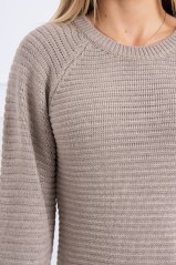 Džemperis suknelė dryžuota tamsiai smėlio spalvos KES-26635-2019-38