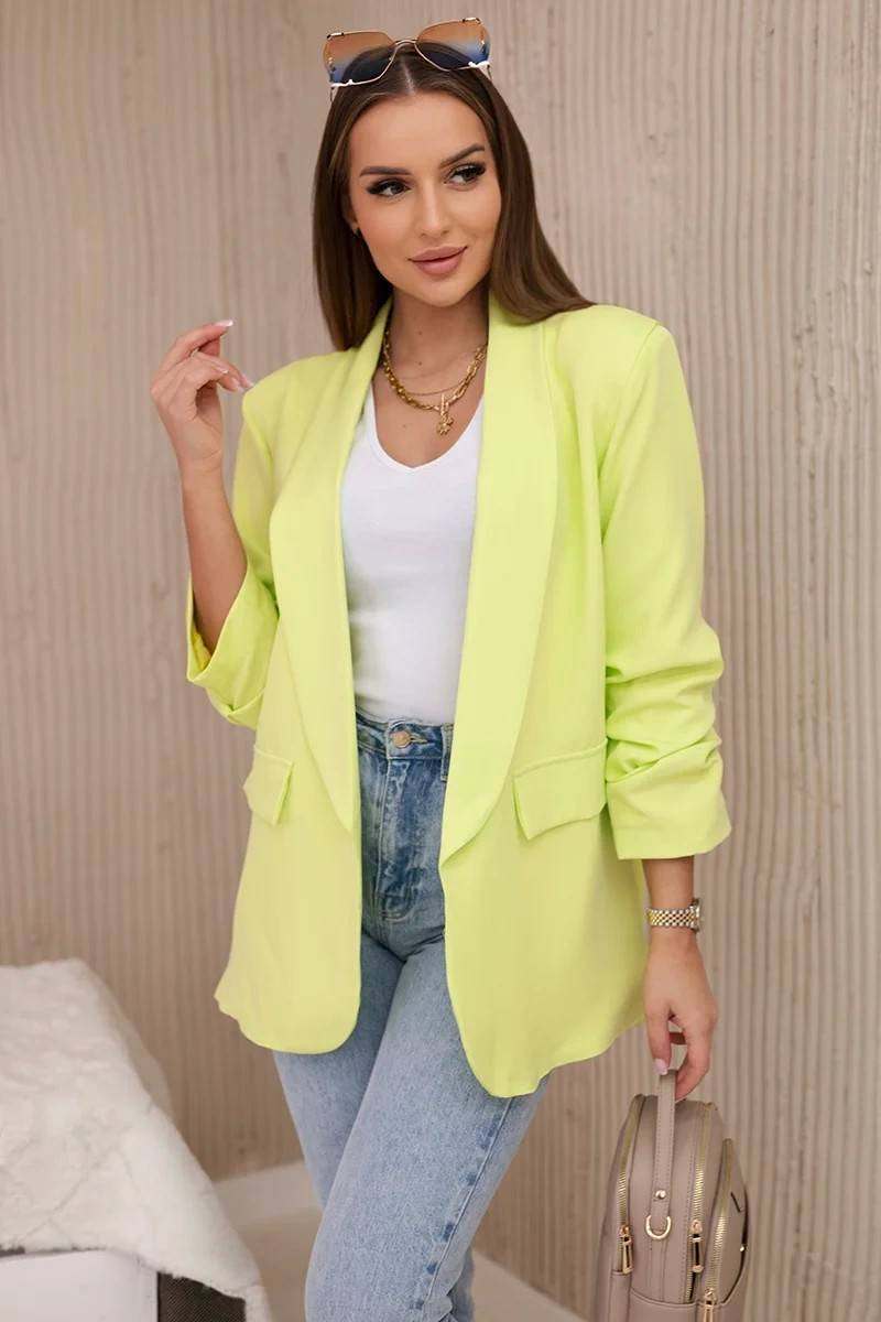 Women's jacket elegant yellow neon KES-28042-9709