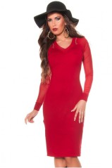 Red dress with a slit on the right side