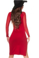 Red dress with a slit on the right side