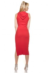 Long red sleeveless dress